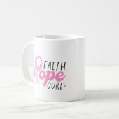 Faith Hope Cure Breast Cancer Pink Ribbon コーヒーマグカップ (正面左)
