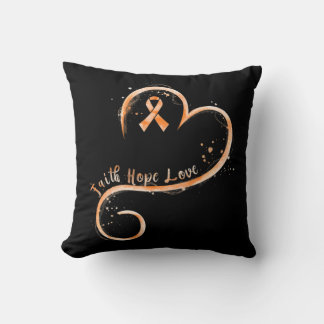 Faith Hope Loveオレンジリボン白血病認識度 クッション