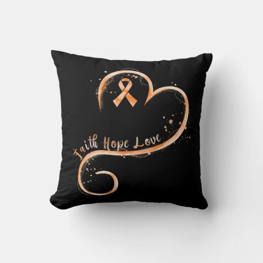 Faith Hope Loveオレンジリボン白血病認識度 クッション (正面)