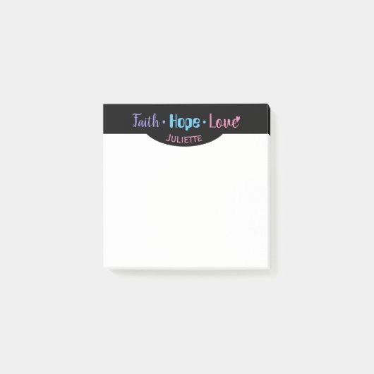 Faith Hope Loveハート感動的クリスチャン3x3 ポストイット (正面)