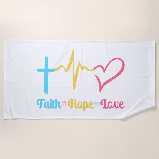 Faith Hope Loveハート ビーチタオル (正面)