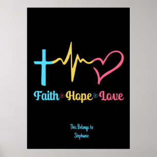 Faith Hope Loveハート ポスター