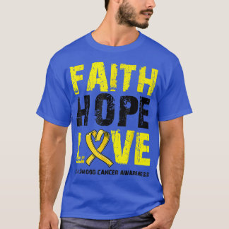 Faith Hope Love小児癌認識度金ゴールドリ Tシャツ