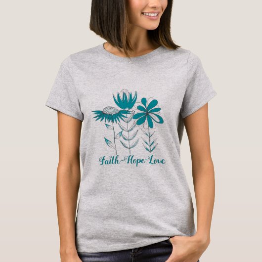 Faith Hope Love (ティール(緑がかった色)) Tシャツ (正面)