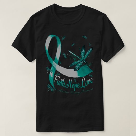 Faith Hope Love Addiction Recovery Awareness Drago Tシャツ (デザイン正面)