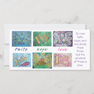 Faith Hope Love Angel Word Art Collageフォトカード