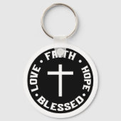 Faith Hope Love Blessed Christian Quote Custom キーホルダー (正面)