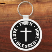 Faith Hope Love Blessed Christian Quote Custom キーホルダー (正面)