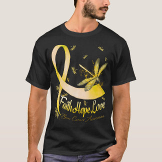 Faith Hope Love Bone Cancer Awareness Dragonfly Tシャツ