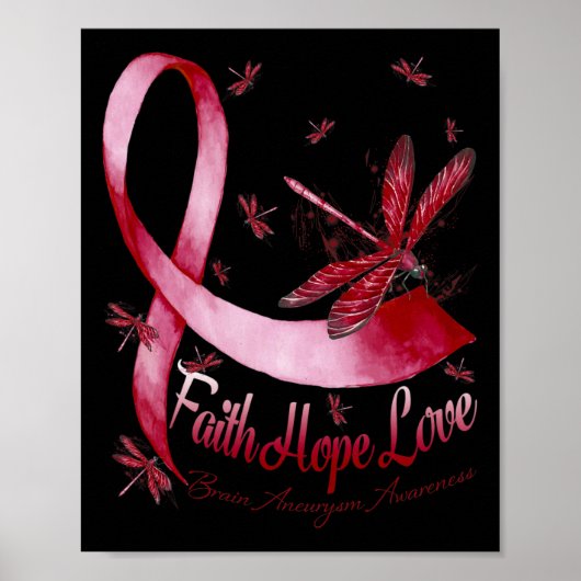 Faith Hope Love Brain Aneurysm Awareness Dragonfly ポスター (正面)