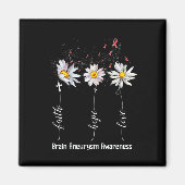 Faith Hope Love Brain Aneurysm Awareness Flower Gi マグネット (正面)
