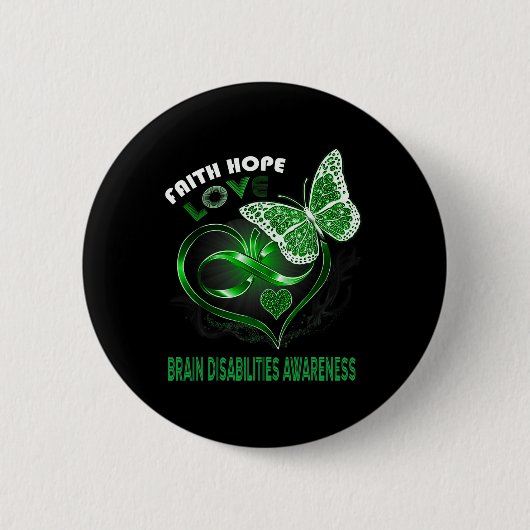 Faith Hope Love Brain Disablity認識度ハート 缶バッジ (正面)