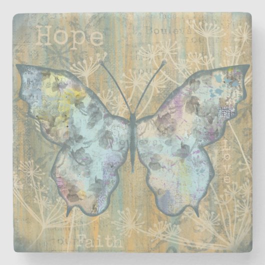 "Faith, Hope, & Love" Butterfly  ストーンコースター (正面)