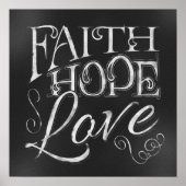 Faith, Hope, Love Chalkboard Poster ポスター (正面)