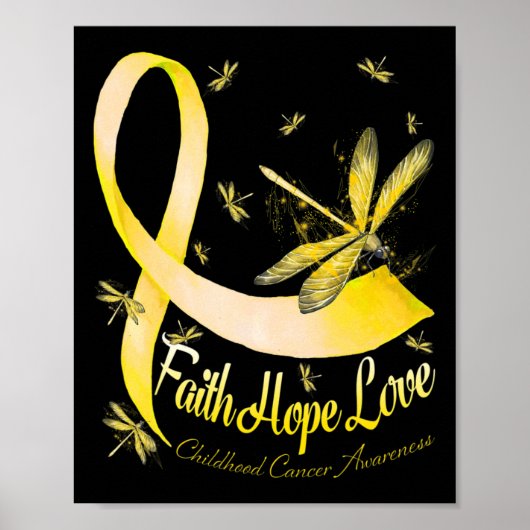 Faith Hope Love Childhood Cancer Awareness Dragonf ポスター (正面)