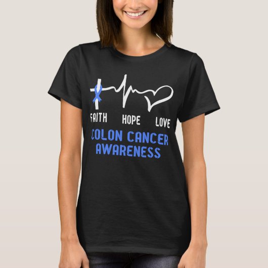 Faith Hope Love Colon Cancer認識度 Tシャツ (正面)