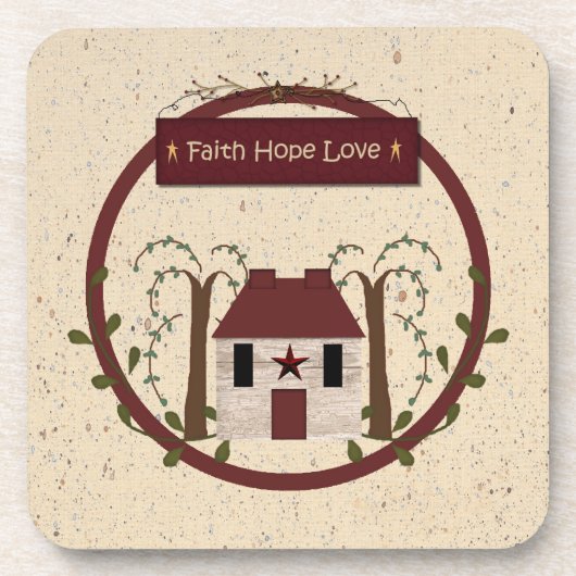 Faith Hope Love Cork Coaster コースター (正面)