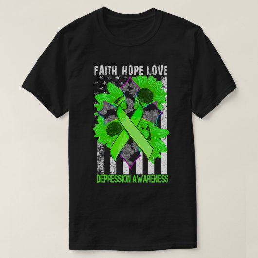 Faith Hope Love Crossing Depression Awareness  Tシャツ (デザイン正面)