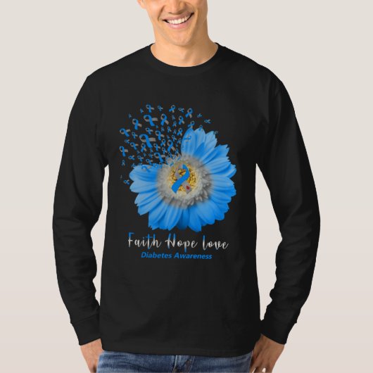 Faith Hope Love Diabetes Awareness Grey Ribbon Dai Tシャツ (正面)