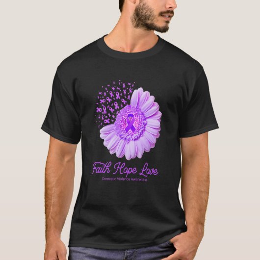 Faith Hope Love Domestic Violence Awareness Flower Tシャツ (正面)