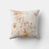 Faith Hope Love Elegant Floral Watercolor クッション (裏面)