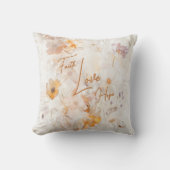 Faith Hope Love Elegant Floral Watercolor クッション (正面)
