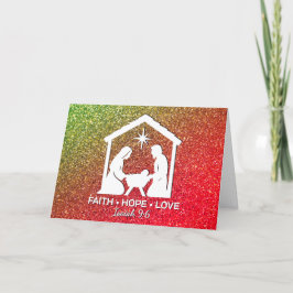 FAITH HOPE LOVE Glitter Christian Christmas シーズンカード