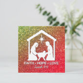 FAITH HOPE LOVE Glitter Christian Christmas シーズンカード (スタンド正面)