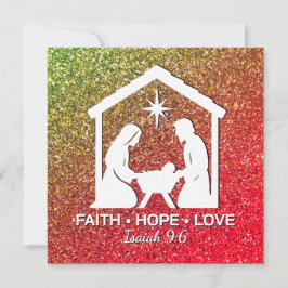FAITH HOPE LOVE Glitter Christian Christmas シーズンカード