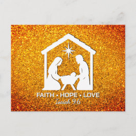 FAITH HOPE LOVE Glitter Christian Christmas シーズンポストカード