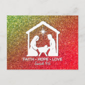 FAITH HOPE LOVE Glitter Christian Christmas シーズンポストカード (正面)