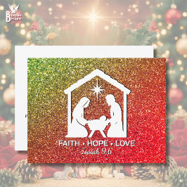 FAITH HOPE LOVE Glitter Christian Christmas シーズンポストカード