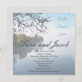 Faith, Hope, Love lake photo wedding invitation 招待状 (正面/裏面)