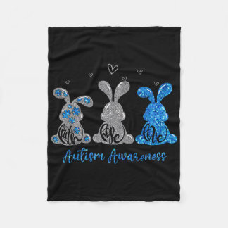 Faith Hope Love Leopard Easter Bunny Autism Awaren フリースブランケット