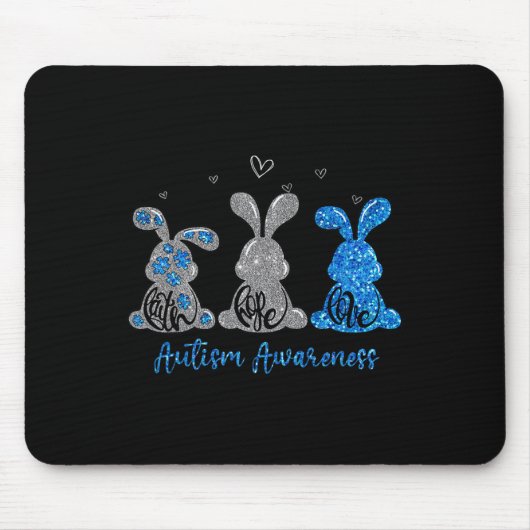 Faith Hope Love Leopard Easter Bunny Autism Awaren マウスパッド (正面)