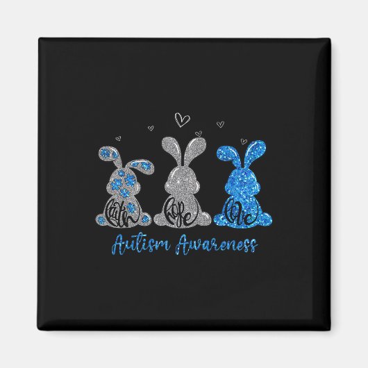 Faith Hope Love Leopard Easter Bunny Autism Awaren マグネット (正面)