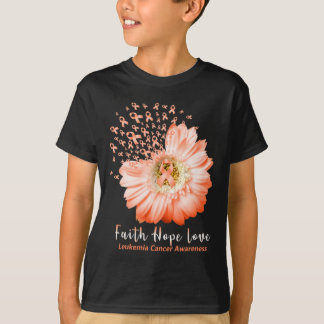 Faith Hope Love Leukemia認識度オレンジリボンD Tシャツ