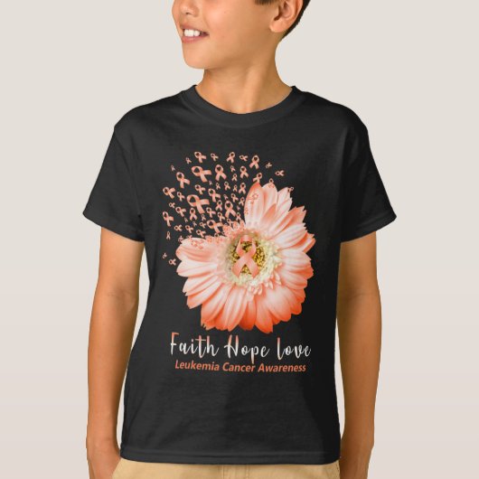 Faith Hope Love Leukemia認識度オレンジリボンD Tシャツ (正面)
