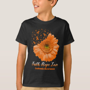 Faith Hope Love Leukemia認識度フラワーベストロン Tシャツ