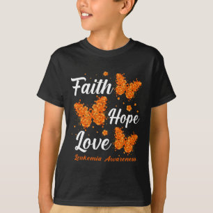 Faith Hope Love Leukemia認識度蝶 Tシャツ