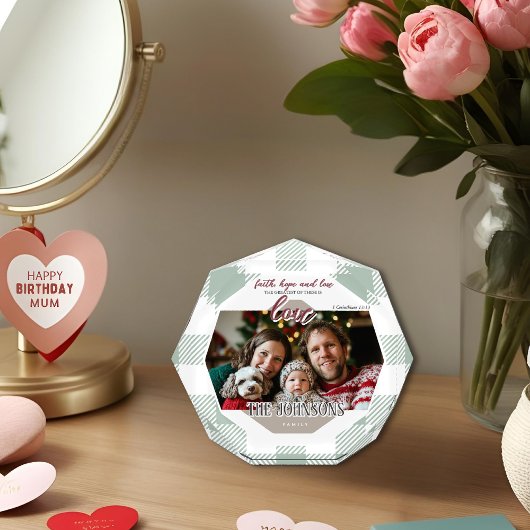 Faith Hope Love Modern Green Family フォトブロック