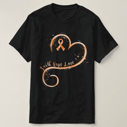 Faith Hope Love Orange Ribbon Leukemia Awareness  Tシャツ (デザイン正面)