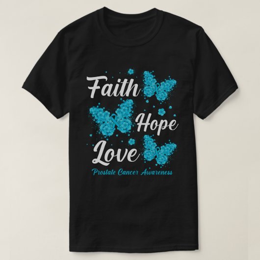 Faith Hope Love Prostate Cancer Awareness Butterfl Tシャツ (デザイン正面)