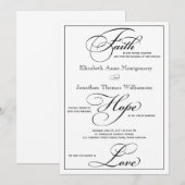 Faith Hope Love Script結婚式招待状 招待状 (正面/裏面)
