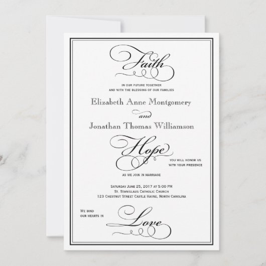 Faith Hope Love Script結婚式招待状 招待状 (正面)