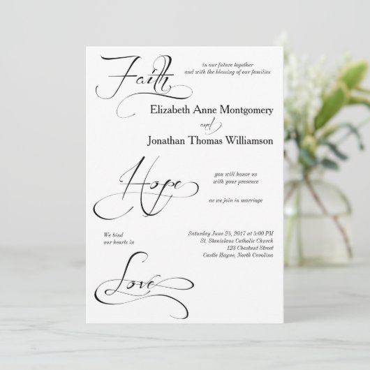 Faith Hope Love Script結婚式招待状 招待状 (スタンド正面)