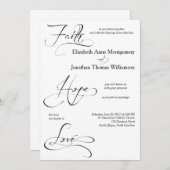 Faith Hope Love Script結婚式招待状 招待状 (正面/裏面)