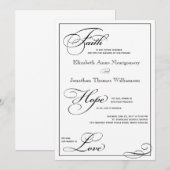Faith Hope Love Script結婚式招待状 招待状 (正面/裏面)