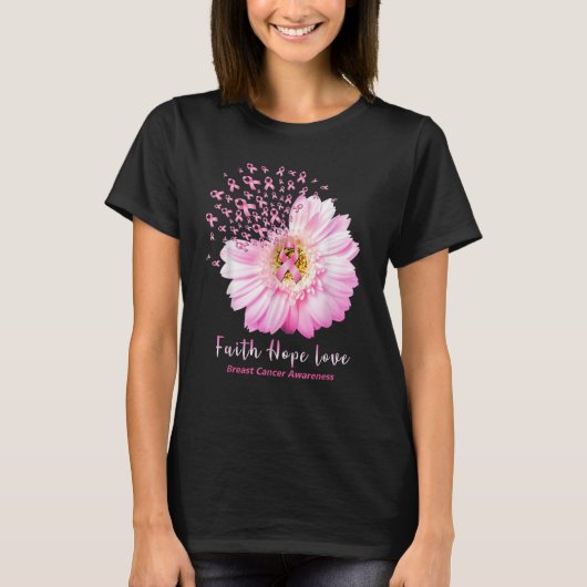Faith Hope Love Tシャツ乳がん認識度 Tシャツ (正面)