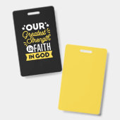 Faith in God – Our Greatest Strength Quote バッジ (正面&裏面)